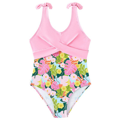 Kisgyermek lányok trikó fürdőruha virágmintás kereszt mellkas fürdőruha csecsemő baba lány fürdőruha szett