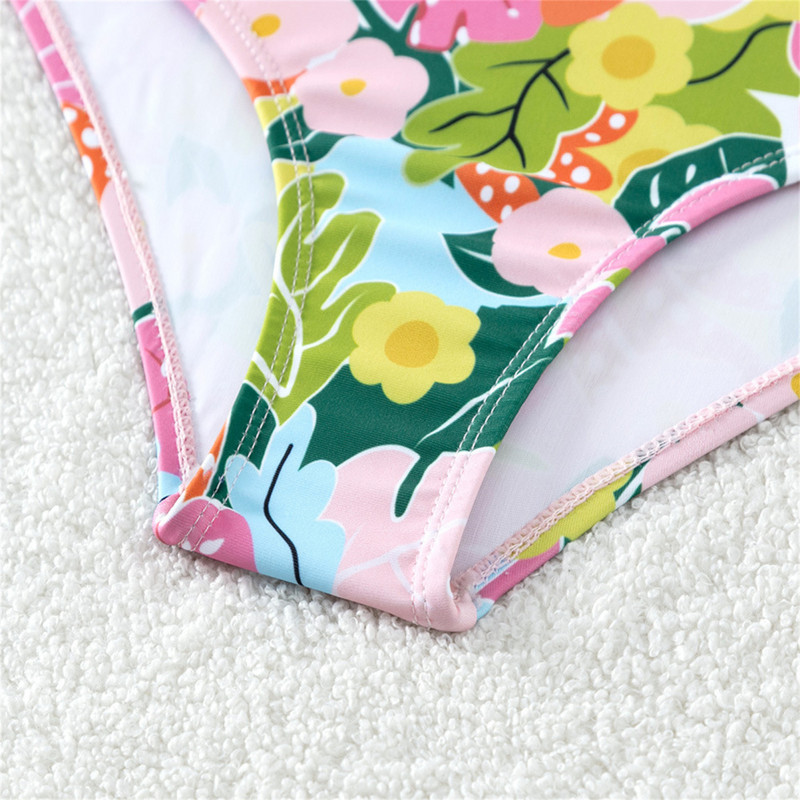 Kisgyermek lányok trikó fürdőruha virágmintás kereszt mellkas fürdőruha csecsemő baba lány fürdőruha szett