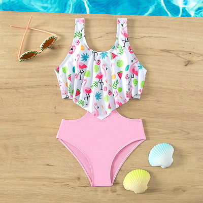 Új nyári lányok rózsaszín fürdőruha gyerekeknek aranyos egyrészes hercegnős fürdőruha 5-15 éves lányoknak