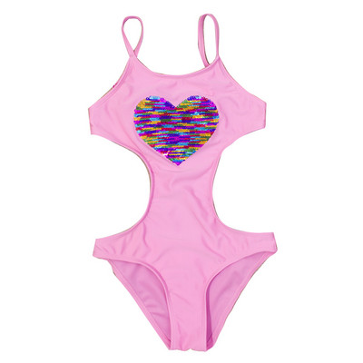 Heart Sequins Beach Wear Nyári Kids Swimwear Fürdőruha 2024 Gyermek Monokini Fürdőruha Lányok Fürdőruha 348