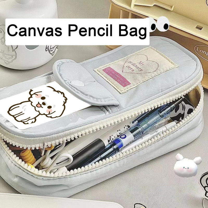 Καμβάς τσάντα μολυβιού Students Μολυβοθήκη Αδιάβροχη τσάντα στυλό καμβά με χωρητικότητα για αγόρια κορίτσια Φορητό μολύβι με φερμουάρ για το σχολείο