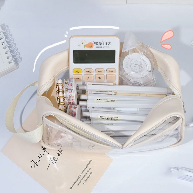 Nagy kapacitású tolltartó átlátszó tolltartó Többfunkciós tolltáska Hordozható írószerdoboz Iskolai kellékek tanulóknak