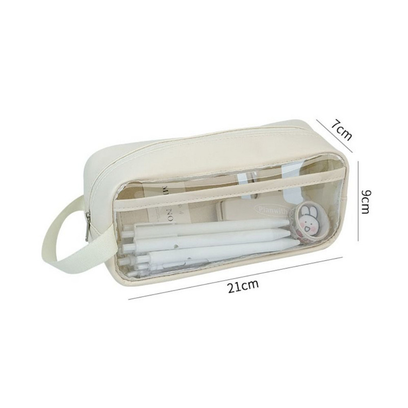 Nagy kapacitású tolltartó átlátszó tolltartó Többfunkciós tolltáska Hordozható írószerdoboz Iskolai kellékek tanulóknak