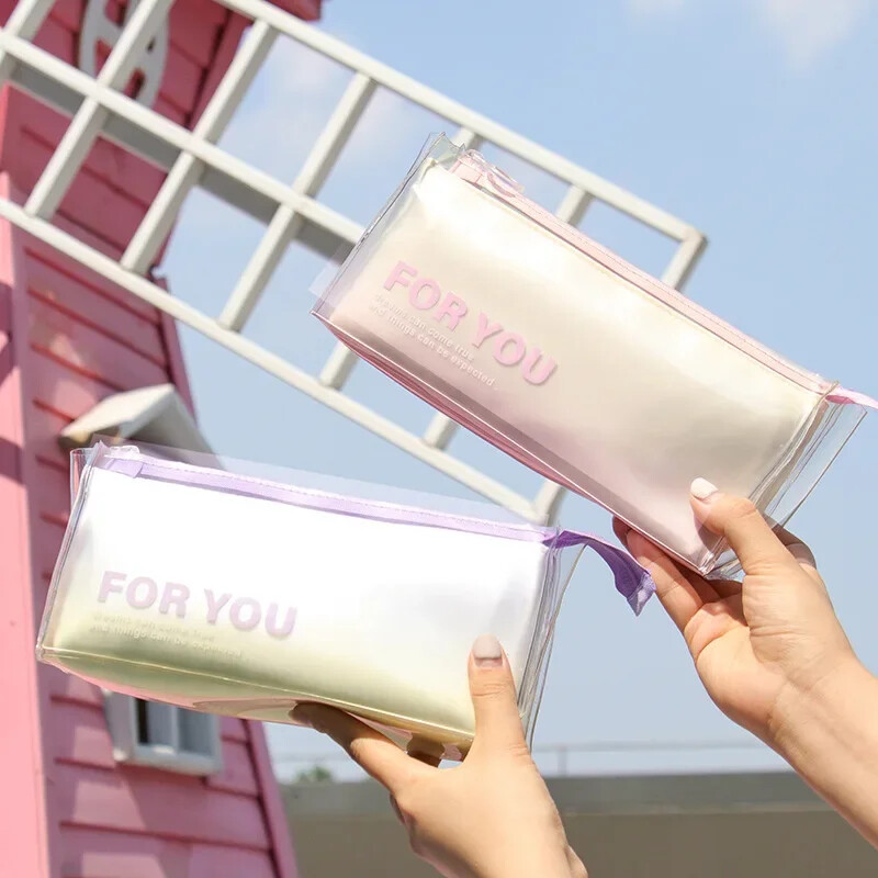 1 darab 2024 új divatos tolltartó Simplicity Gradient Color tolltáska, nagy kapacitású vízálló papíráru tárolótáska diák