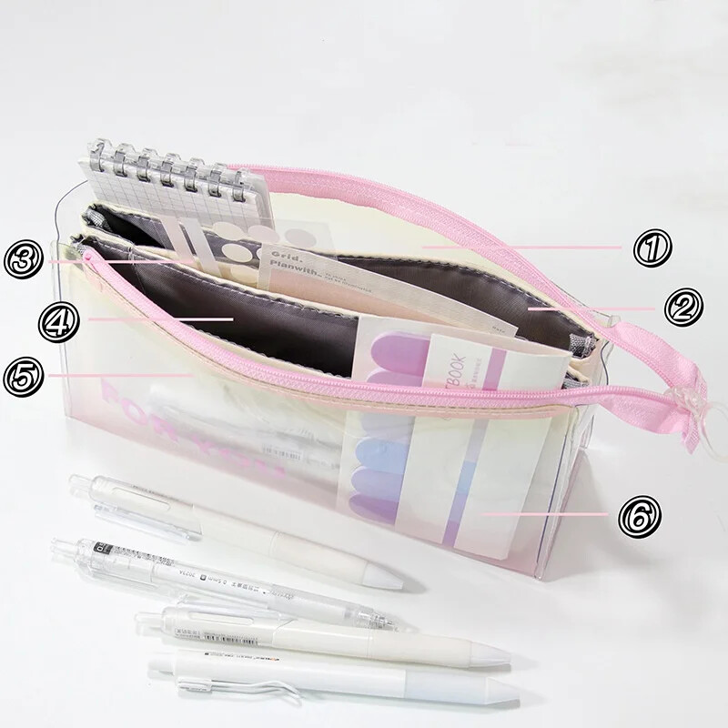 1 darab 2024 új divatos tolltartó Simplicity Gradient Color tolltáska, nagy kapacitású vízálló papíráru tárolótáska diák