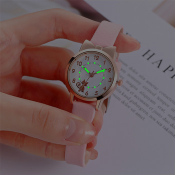 Луксозен часовник за жени Сладка анимационна котка Светещи кварцови часовници за момичета Ежедневни модни дамски ръчни часовници Водоустойчиви часовници