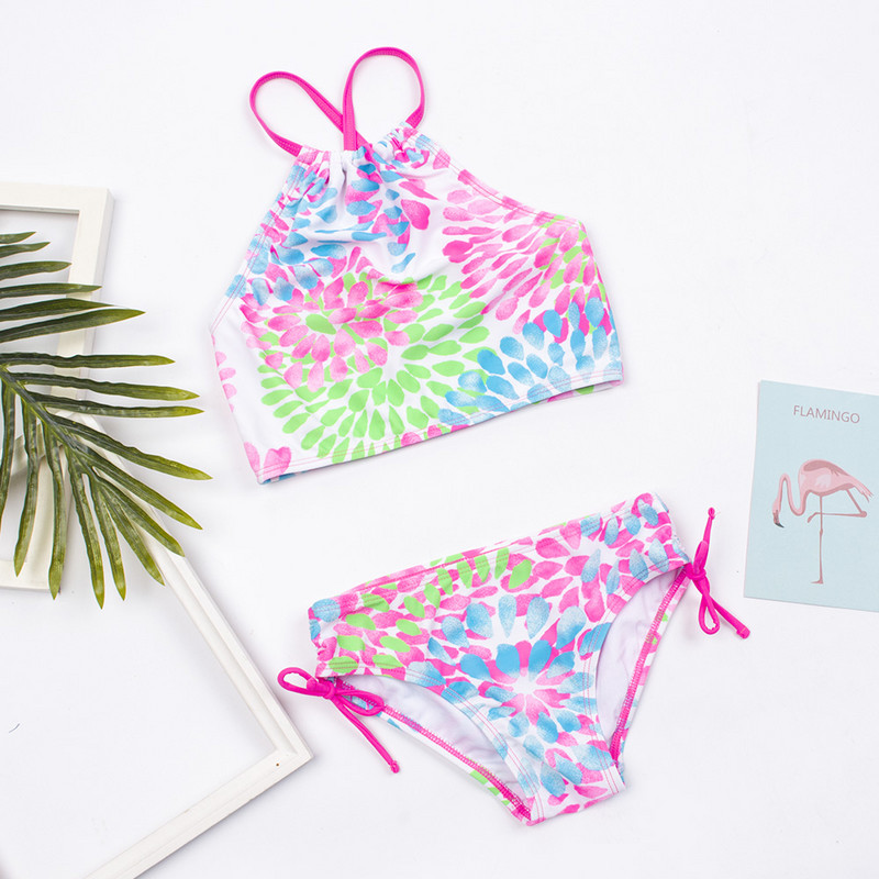 2024 virágmintás lányok gyerek fürdőruha fürdőruha nyári gyermek tinédzser diákok biquini csecsemő gyerek lány bikini szett fürdőruha