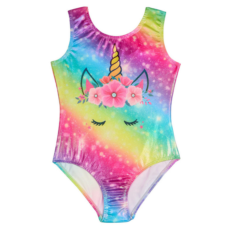 Κορίτσια Παιδικά Μονόκερος Γυμναστική Αθλητικά Ενδύματα Αμάνικα Τάνκ Μπαλέτο Leotard Στολή Σκηνή Κοστούμια χορού Παιδικά ρούχα