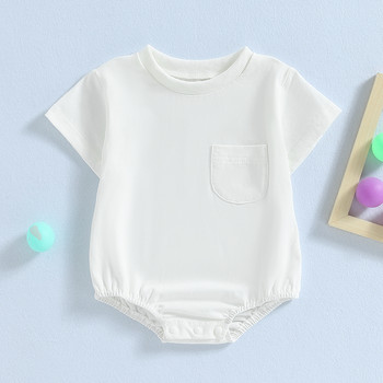 Прохождащо бебе, момче, момиче, гащеризон, едноцветна горна риза с къс ръкав и кръгло деколте с мехурче, горнище с джобове Основни дрехи