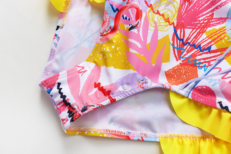 Új érkezés 3-12 éves lányok fürdőruha egyrészes Lányok fürdőruha Trópusi stílusú Gyermek fürdőruha Lányok Úszóruha Strandruha