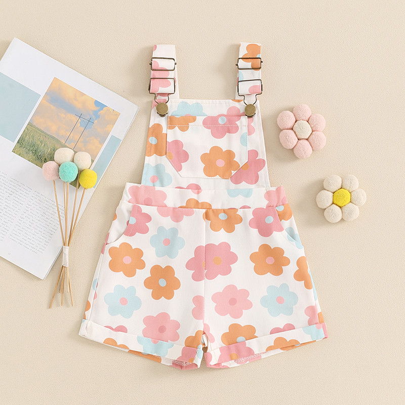 Kisgyermek Ruhák Nyári Eper Virágos Overallok Harisnyatartó Rövidnadrág Romper Jumpsuit Little Girl Outfit Ruházat