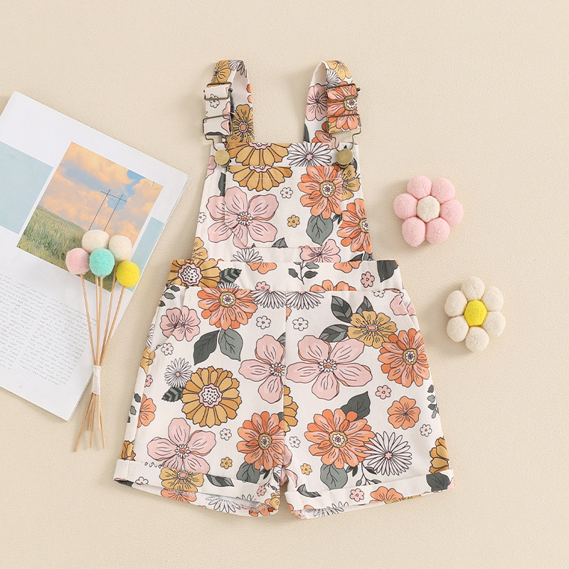 Kisgyermek Ruhák Nyári Eper Virágos Overallok Harisnyatartó Rövidnadrág Romper Jumpsuit Little Girl Outfit Ruházat