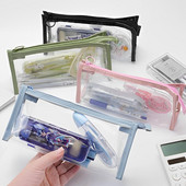 Tolltartók Átlátszó tolltartó jelölőtasak Utazási kozmetikai sminktáska cipzáras piperecikk-szervező diákoknak, felnőtteknek