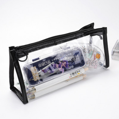 Tolltartók Átlátszó tolltartó jelölőtasak Utazási kozmetikai sminktáska cipzáras piperecikk-szervező diákoknak, felnőtteknek