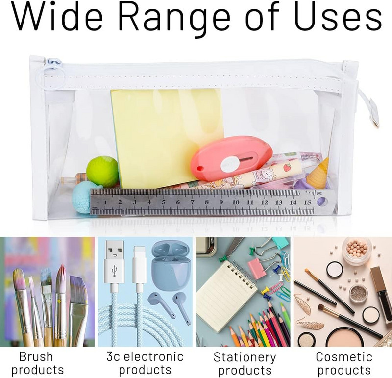 Tolltartók Átlátszó tolltartó jelölőtasak Utazási kozmetikai sminktáska cipzáras piperecikk-szervező diákoknak, felnőtteknek