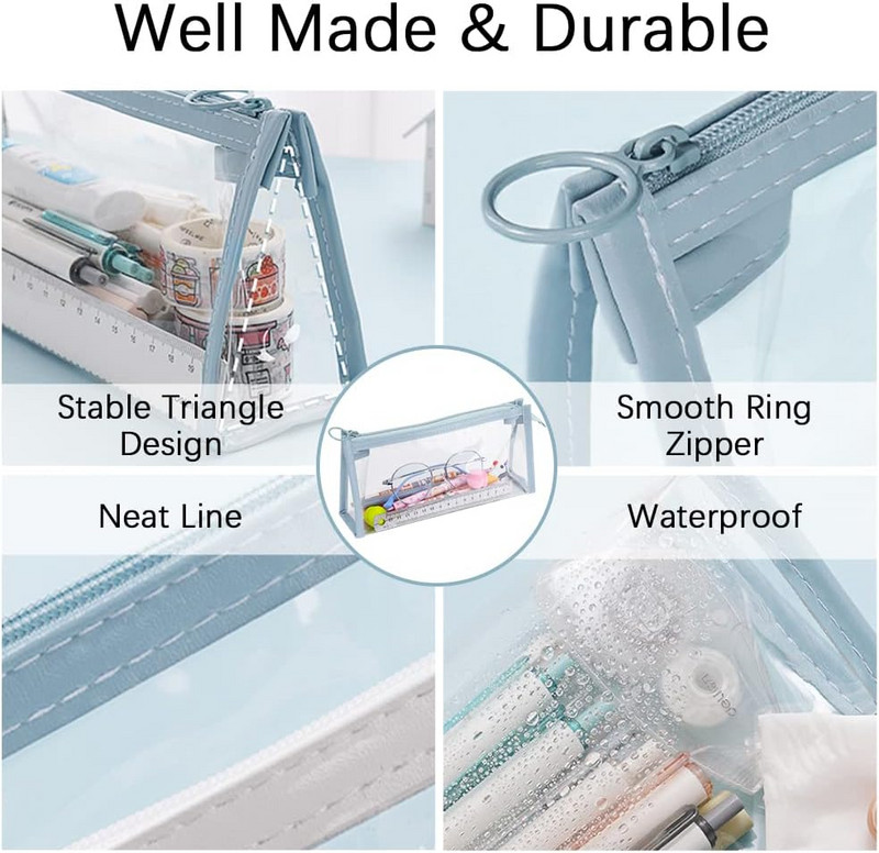 Tolltartók Átlátszó tolltartó jelölőtasak Utazási kozmetikai sminktáska cipzáras piperecikk-szervező diákoknak, felnőtteknek