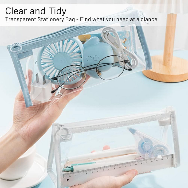 Tolltartók Átlátszó tolltartó jelölőtasak Utazási kozmetikai sminktáska cipzáras piperecikk-szervező diákoknak, felnőtteknek