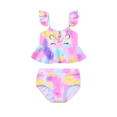 3-8Y Παιδικά μαγιό για κορίτσια Σετ μπικίνι Unicorn printed βολάν Μαγιό Παιδικά μαγιό Βρεφικά ρούχα παραλίας Tankini