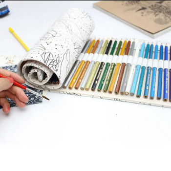 Ученически калъф за моливи за момичета Ролна торбичка Pecncil Box Constellation Pencilcase Sketch Brush Pencil Bag Tools 36 Holes