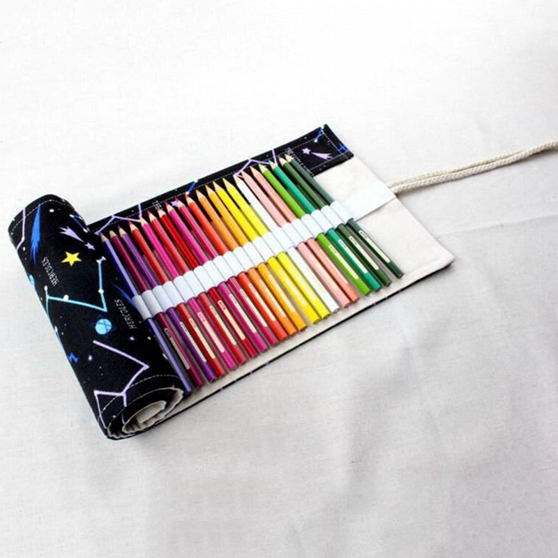 Iskolai tolltartó lányoknak tekercs tasak ceruza doboz csillagkép ceruza toll vázlat ecset toll ceruzatáska eszközök 36 lyuk