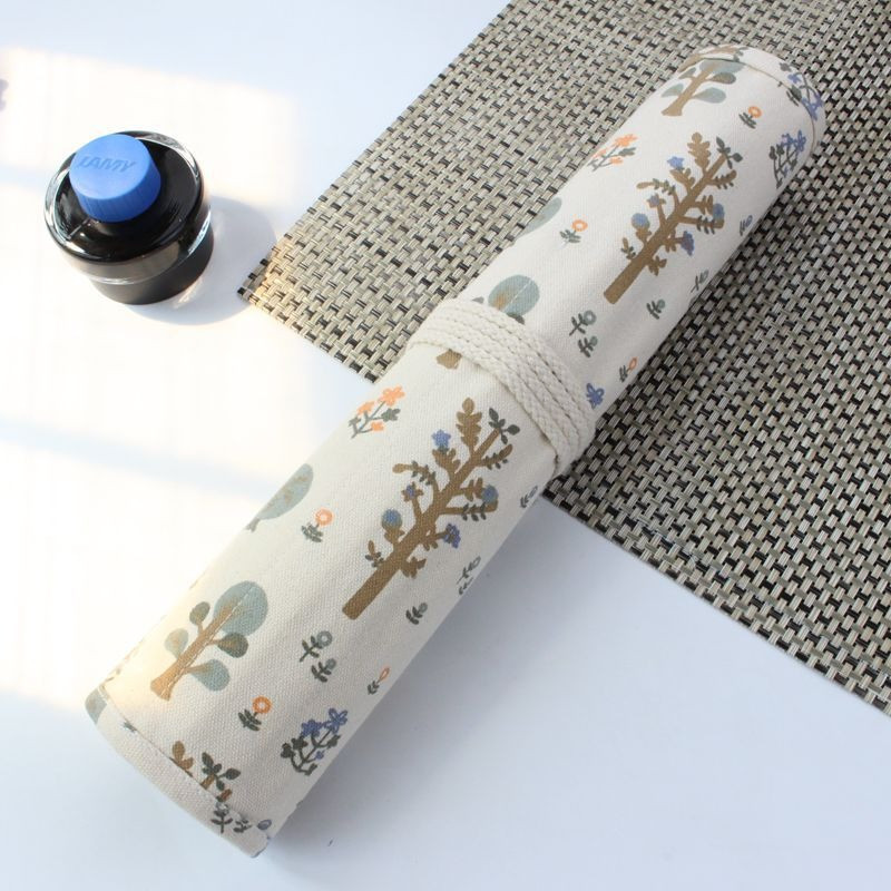 Cartoon Forest sorozat Vászon toll függöny Diákírószer tároló Nagy kapacitású ecset befejező táska Iskolai stúdió kellékek