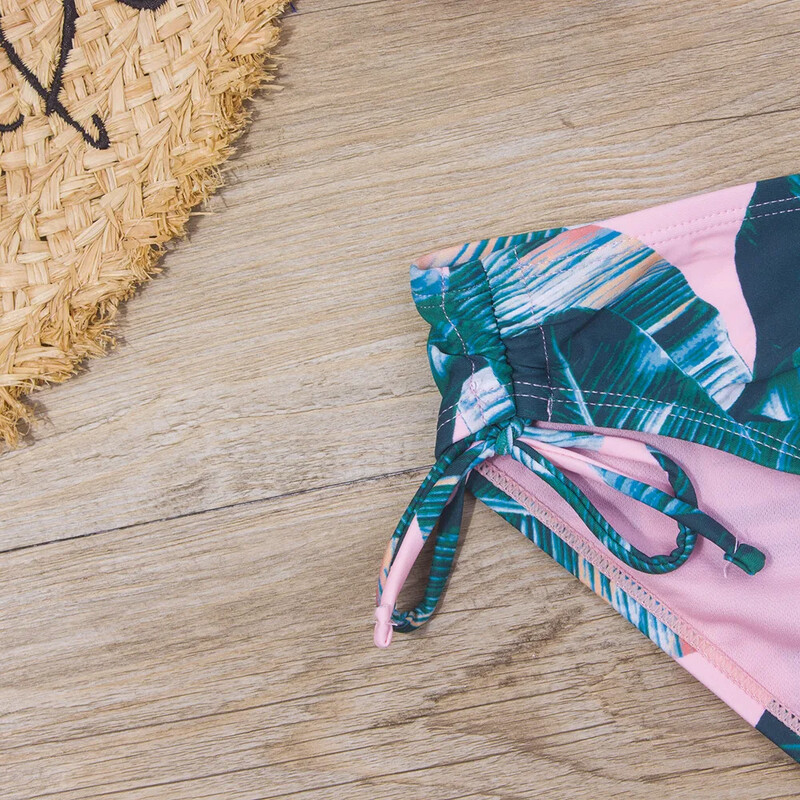 Új nyári európai és amerikai stílusú virágok bikini gyerek fürdőruha lány osztott bikini gyerek csokornyakkendő fürdőruha