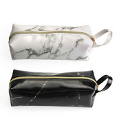 Egyszerű fekete bőr tolltartó, nagy kapacitású márvány tolltáska tolltartó gyerekeknek Iskolai irodai ajándék kellékek Irodaszerek