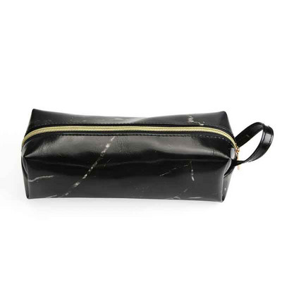 Egyszerű fekete bőr tolltartó, nagy kapacitású márvány tolltáska tolltartó gyerekeknek Iskolai irodai ajándék kellékek Irodaszerek