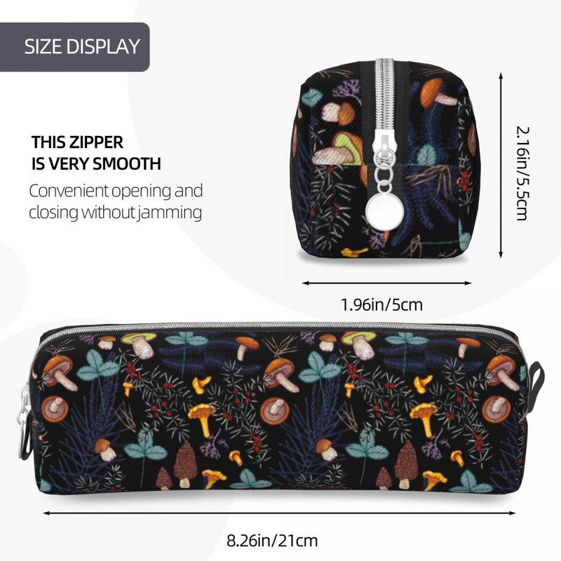 Tamne divlje šumske gljive Pernica Zabavni držač za olovke Torbe za olovke Student Velika pohrana Uredske pernice s patentnim zatvaračem