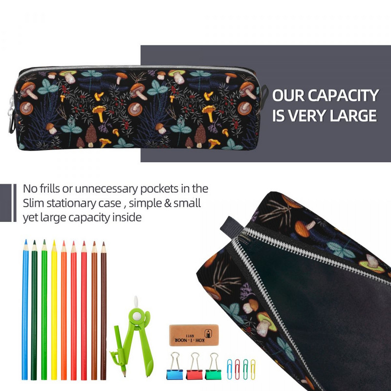 Tamne divlje šumske gljive Pernica Zabavni držač za olovke Torbe za olovke Student Velika pohrana Uredske pernice s patentnim zatvaračem