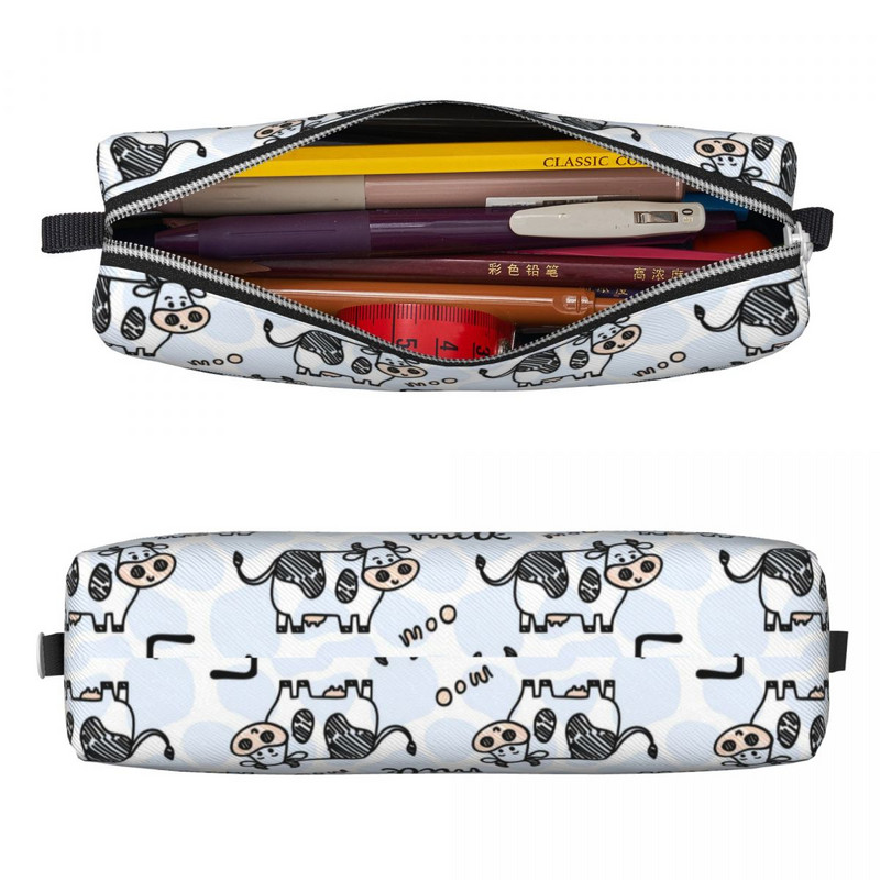Kawaii μοτίβο αγελάδας Doodle μολυβοθήκη Animal μολύβι πουγκί στυλό Παιδικές τσάντες μολυβιού μεγάλης αποθήκευσης Σχολικά είδη φερμουάρ Χαρτικά