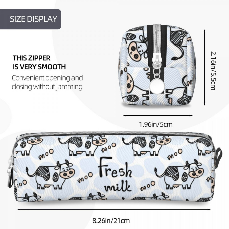 Kawaii μοτίβο αγελάδας Doodle μολυβοθήκη Animal μολύβι πουγκί στυλό Παιδικές τσάντες μολυβιού μεγάλης αποθήκευσης Σχολικά είδη φερμουάρ Χαρτικά