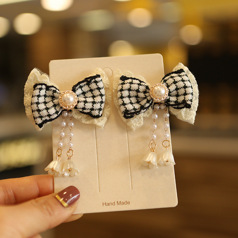 2 DB/tétel baba hajcsat szett Gyermek masni hajtűk Princess Sweet Girls rózsaszín lila gyöngy masni csipke bojtok hajkiegészítők