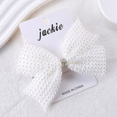 Édes fehér gyöngy haj masnik klipek lányoknak gyerekeknek butik Bling strasszos központ masnik hajtűk hercegnő hajkiegészítők