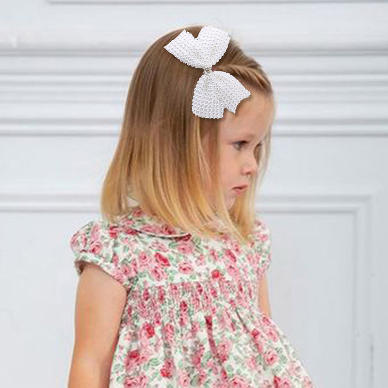 Édes fehér gyöngy haj masnik klipek lányoknak gyerekeknek butik Bling strasszos központ masnik hajtűk hercegnő hajkiegészítők