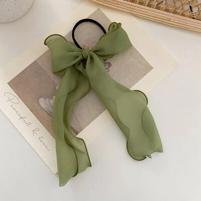 미용실 Nyári szolid színű csipkefonal szalagos hajcsiszolók női masni rugalmas hajkötél lófarok tartó lányoknak hajkötők kiegészítők