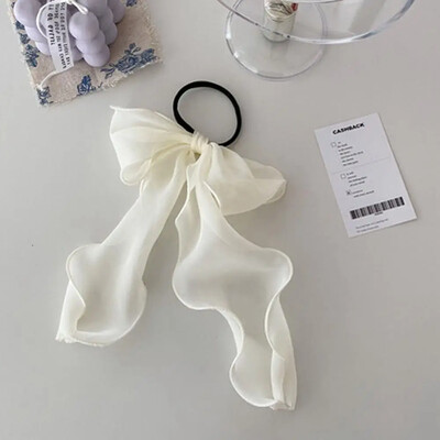 미용실 Nyári szolid színű csipkefonal szalagos hajcsiszolók női masni rugalmas hajkötél lófarok tartó lányoknak hajkötők kiegészítők