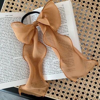 미용실 Nyári szolid színű csipkefonal szalagos hajcsiszolók női masni rugalmas hajkötél lófarok tartó lányoknak hajkötők kiegészítők