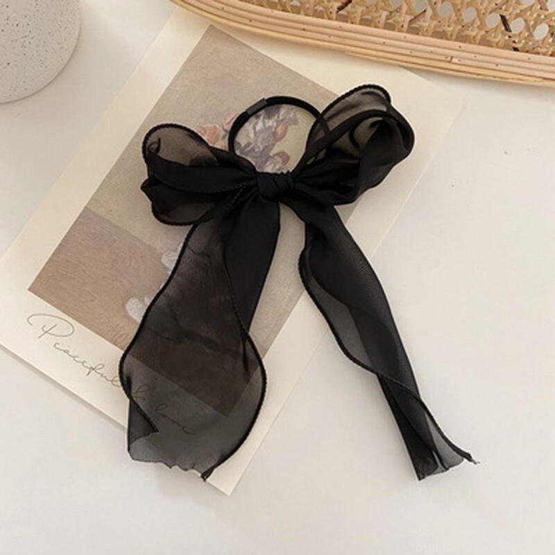 미용실 Nyári szolid színű csipkefonal szalagos hajcsiszolók női masni rugalmas hajkötél lófarok tartó lányoknak hajkötők kiegészítők