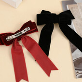 Vintage μεγάλο βελούδινο φιόγκο φουρκέτες Barrettes για γυναίκες κορίτσια Γάμου μακριά κορδέλα Κορεάτικο Κλιπ Μαλλιών Μαλλιά Αξεσουάρ Μαλλιών