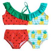 Tüdrukute ühele õlale mõeldud bikiinid kaheosaline ujumistrikoo komplekt Tüdrukule armas ujumistreening ujumistrikoo beebi veepargi riietus