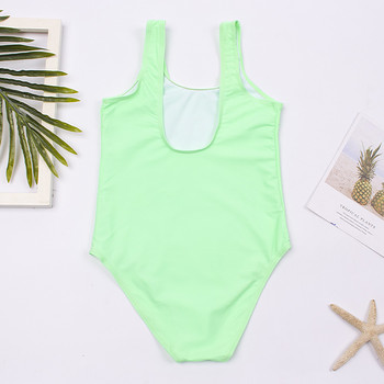 Търговия на едро с едноцветни детски бански костюми за момичета, бански костюми с принт 2024, детски плувен костюм с принт, сладък 5-14-годишен бебешки бански костюм монокини A304