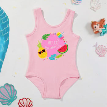 Здравейте, лято Бански костюми с буквен печат Целни бански костюми за момичета Детски бански костюми за момичета Ежедневни летни дрехи за плуване за момичета