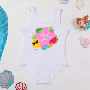 Здравейте, лято Бански костюми с буквен печат Целни бански костюми за момичета Детски бански костюми за момичета Ежедневни летни дрехи за плуване за момичета