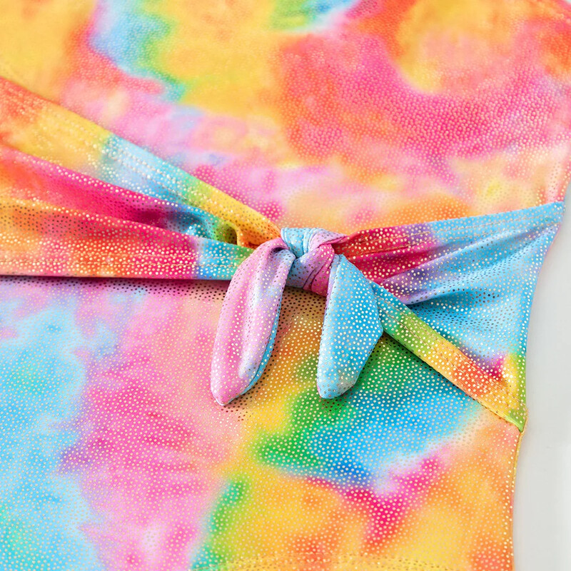 Gyermek Hot Springs egyrészes fürdőruhák lányoknak Leopárd mintás melegbélyegző ferde váll háromszög strandruha fürdőruha