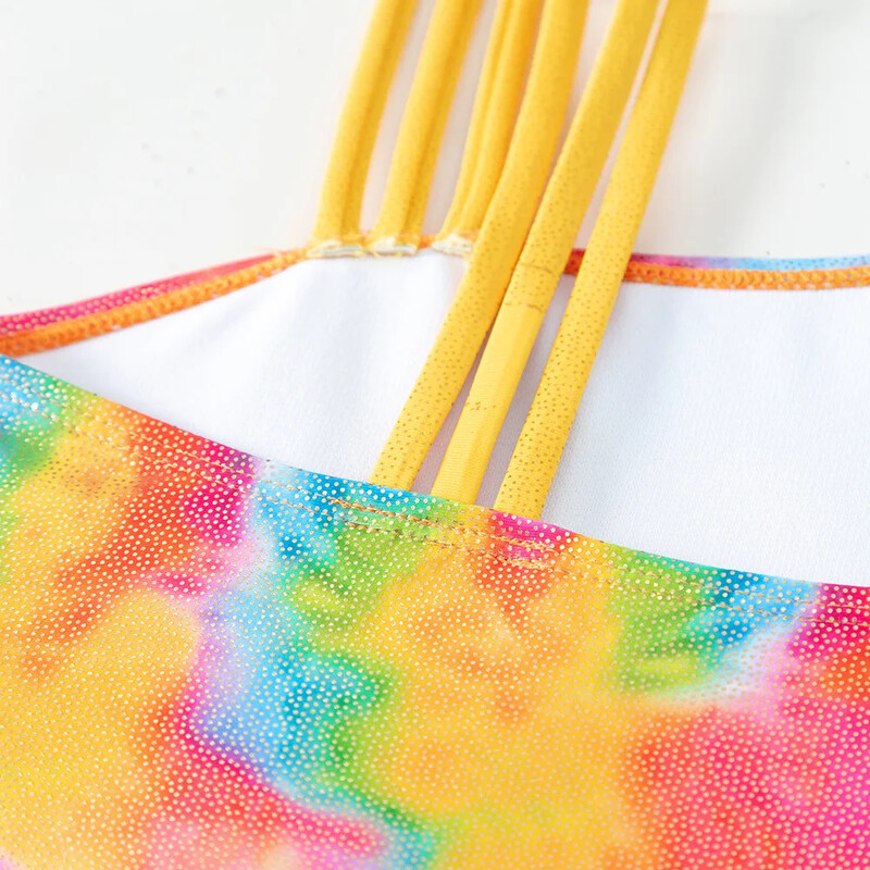 Gyermek Hot Springs egyrészes fürdőruhák lányoknak Leopárd mintás melegbélyegző ferde váll háromszög strandruha fürdőruha