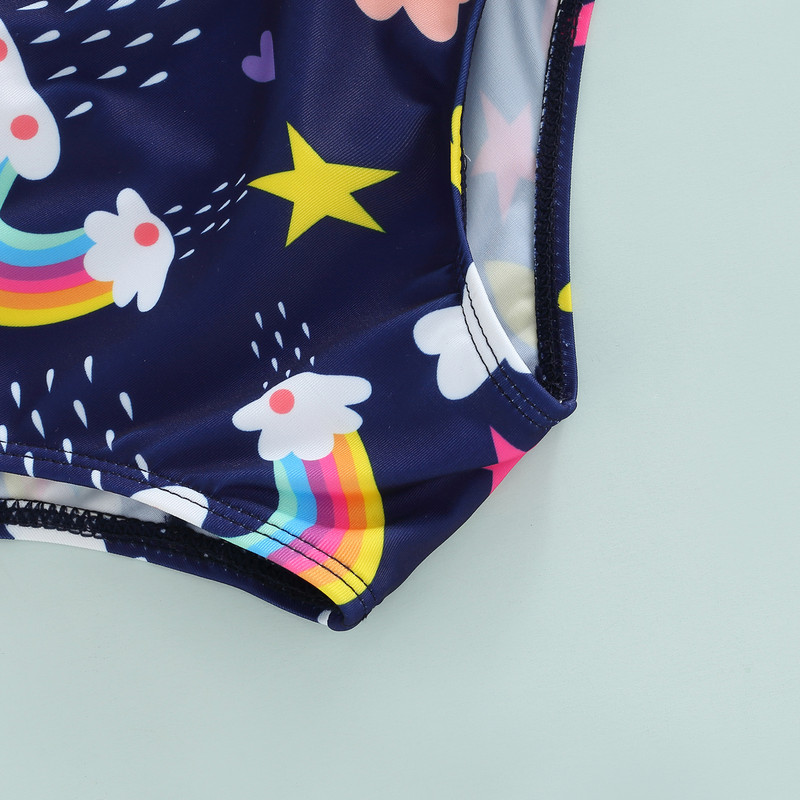 Jauki meiteņu peldkostīmi, 2 dab., bērnu, varavīksnes apdrukas, topi bez piedurknēm ar biksēm, peldkostīmi, peldkostīmi