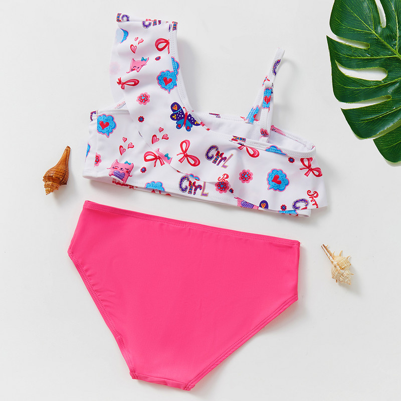 Costum de baie pentru fete 3~10 ani Bikini Costum de baie pentru fete Costum de baie din două piese Costum de baie pentru copii Set bikini pentru copii Biquini Infantil