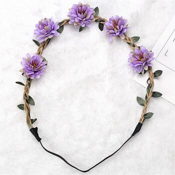 Bride Flower Crown Hairband σχοινί γάμου Floral στεφάνι γιρλάντα κοριτσιού Ελαστικά αξεσουάρ μαλλιών για πάρτι Cosplay Headpiece