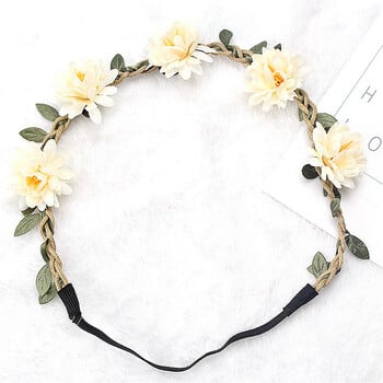 Bride Flower Crown Hairband σχοινί γάμου Floral στεφάνι γιρλάντα κοριτσιού Ελαστικά αξεσουάρ μαλλιών για πάρτι Cosplay Headpiece